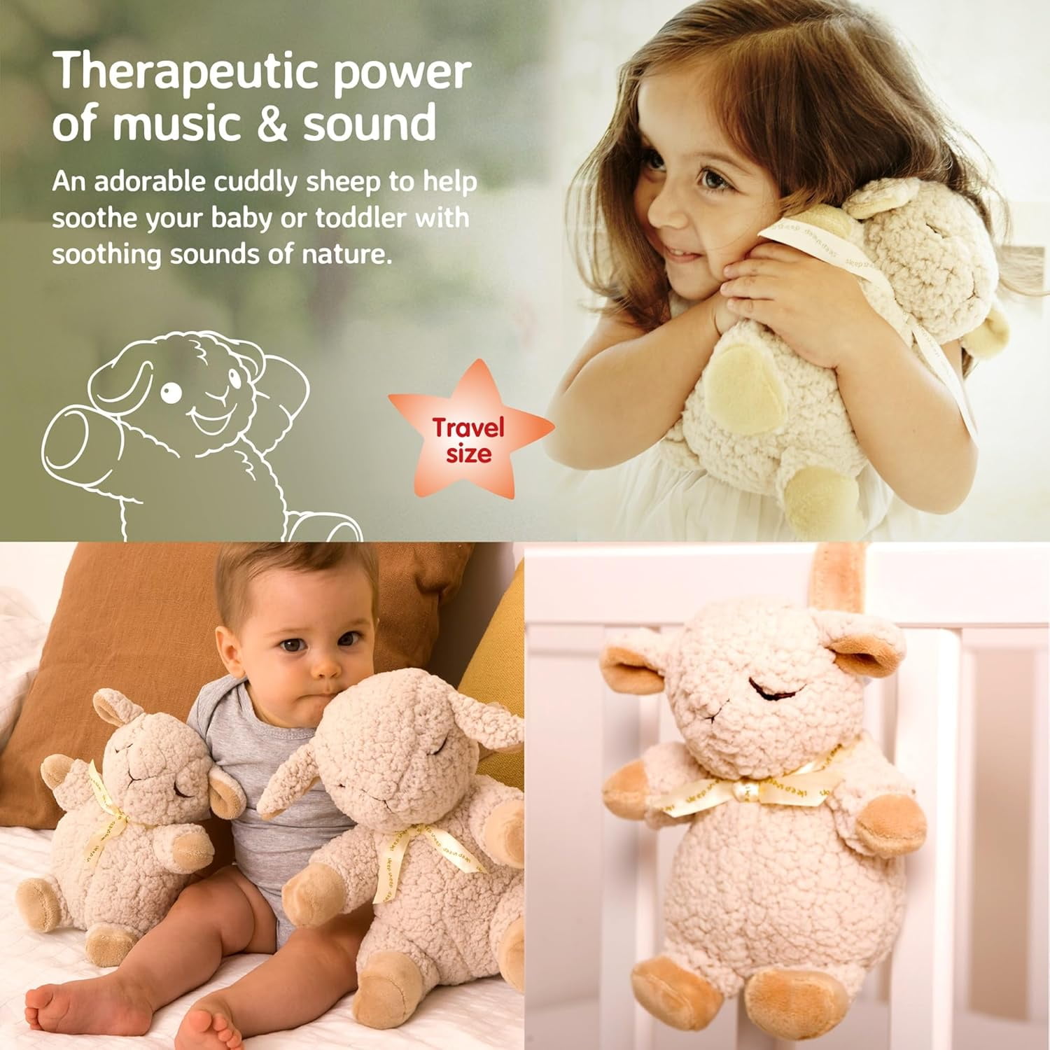 Cloud B - Sleep Sheep on The Go Sound Soother & Plush Toy in Beige