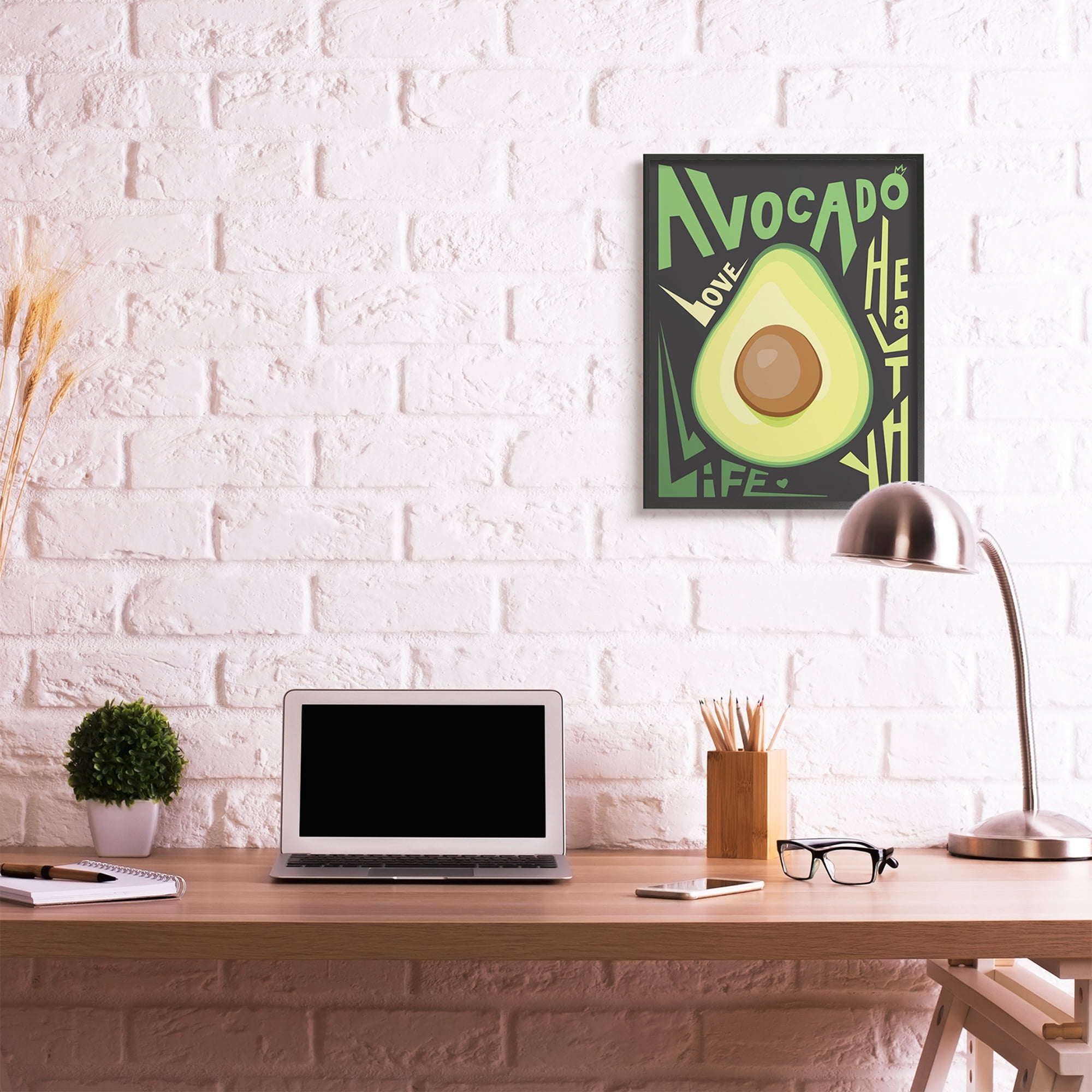 Stupell Industries Green Avocado Expressive Pop Healthy Love Phrases Food & Beverage Painting Black Framed Art Print Wall Art, 24 x 30