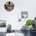 Abstract Colorful Shapes Round Wall Clock Modern Design Home Living