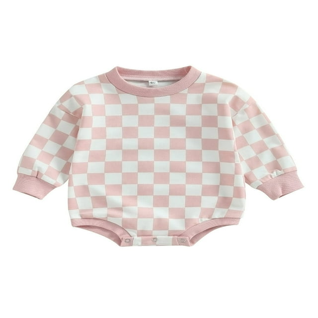 PENGXIANG Bébé Garçon Filles Manches Longues Damier Imprimé Sweat-Shirt Rompers Combinaison Vêtements
