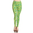 thumbnail image 1 of Women's 3X 5X Green Clover Shamrock Pattern Print Leggings, 1 of 3