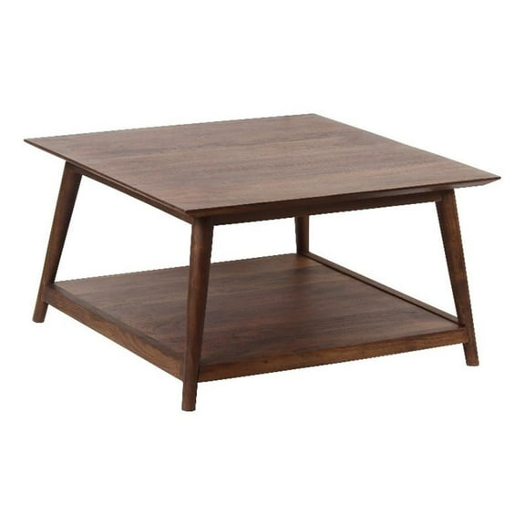 Pemberly Row Contemporary Solid Acacia Wood Coffee Table in Brown