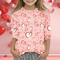 thumbnail image 2 of T-shirt Décontracté à Manches 3/4 Col Rond Fonctionnel Imprimé pour Filles Saint-Valentin Automne, 2 of 5