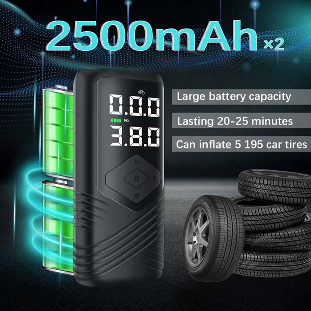 Tire Inflator Portable Air Compressor, 150PSI Portable for Car Tires 5000mAh Electric for Motor Bike