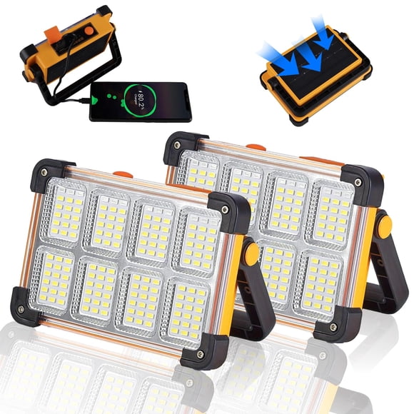 Lámpara de trabajo solar recargable YXQUA, 120 W, 10000 LM, paquete de 2