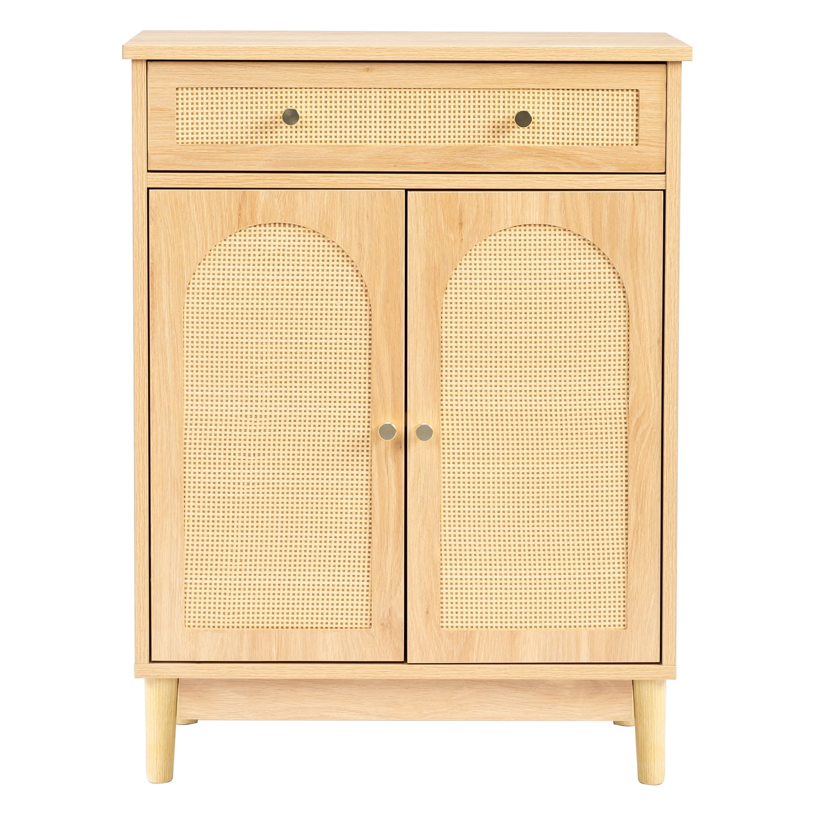 Ktaxon Bathroom Floor Cabinet, Freestanding Storage Cupboard w/ Drawer and 2 Doors, Rattan