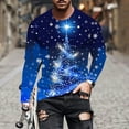 thumbnail image 5 of Men's Christmas T Shirts Santa Xmas Tree Print Pullover Crewneck Graphic Tees Ugly Christmas Sweatshirts, Blue 3XL, 5 of 5