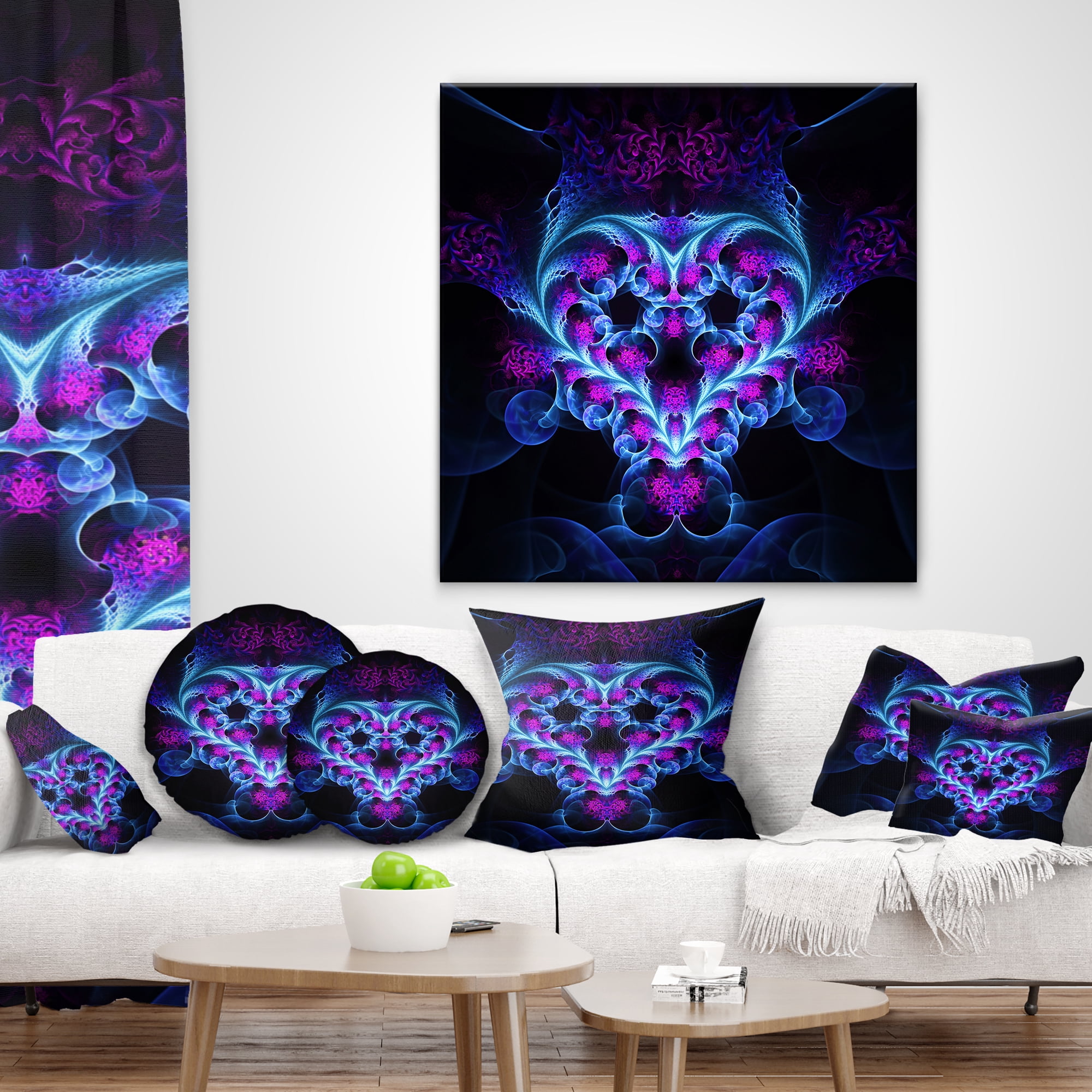 Designart 12" x 20" Abstract Blue Polyester Throw Pillow