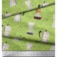 thumbnail image 3 of Soimoi Green Cotton Voile Fabric Coffee Maker & Mixer Jar Kitchen Print Fabric by the Yard 42 Inch Wide, 3 of 3
