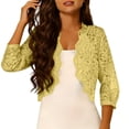 thumbnail image 4 of Purcolt Women's Sheer Floral Lace Cropped Cardigan Elegant Long Sleeve Open Front Shrug Top Summer Casual Jackets for Evening Dresses, 4 of 8