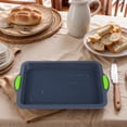 thumbnail image 6 of REGALWOVEN 3 Packs Cake Pan Nonstick Silicone Baking Pan, Easy Release, Heat Resistant Sheet Pans for Baking Cakes, Cheesecakes Green 13.4*9.4*1in, 6 of 6