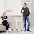 thumbnail image 3 of Bureau Mobile à Hauteur Réglable - Table d'Appoint Blanche Roulante pour Sofa, Lit, Salon - Table Compacte Autoportante pour Portable avec Roulettes - 23,5” x 15,8”, 3 of 7