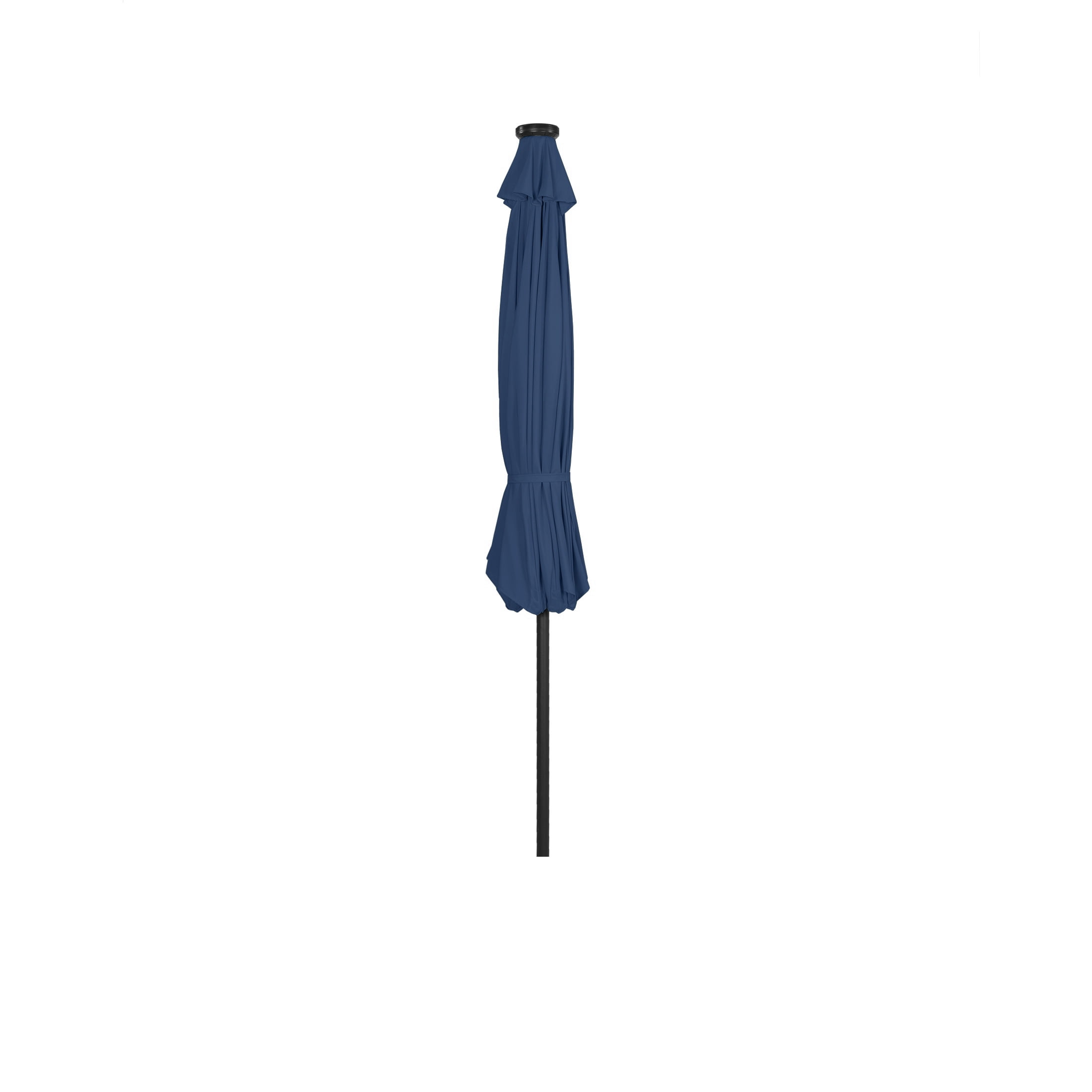 GARDEN 9 Ft Patio Solar Umbrella LED with Bronze Base Weight INCLUDED, Navy Blue