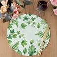 thumbnail image 3 of Spring Botanical Round 13 Inch Placemats Set of 4, Green Ivy Ferns Oak Leaves Light Blue HeatResistant Non Slip Place Mats for Dining Table, Wipeable Braided Kitchen Table Mats for Housewarming, 3 of 9