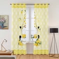 thumbnail image 2 of Kitchen Curtains 84 Inch Length 2 Panels, Lemon Gnomes Grommets Window Treatment Curtain, Summer Botanical Fruit Leaf Yellow Lattices Thermal Curtains Drapes for Living Room/Bathroom, 2 of 9
