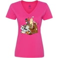 thumbnail image 3 of Inktastic Happy Farm Animals Women's V-Neck T-Shirt, 3 of 5