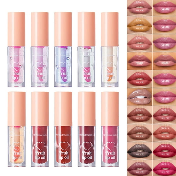 Lip Glosses - 10 Colors Peach Lip Tint Stain Set Korean Lip Tint Lip Stain Lip Gloss Mini Liquid Lipstick Set Multi Use Lip and Cheek Tint Long Lasting High Pigment Color 2.5Mlx10Pcs, Lip