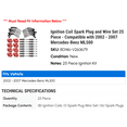 thumbnail image 2 of Ignition Coil Spark Plug and Wire Set 25 Piece - Compatible with 2002 - 2007 Mercedes-Benz ML500 2003 2004 2005 2006, 2 of 2