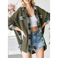thumbnail image 3 of GHSDFBB Womens Waffle Knit Plaid Shacket Boyfriend Button Down Shirt Jacket Loose Long Sleeve Tops, 3 of 6