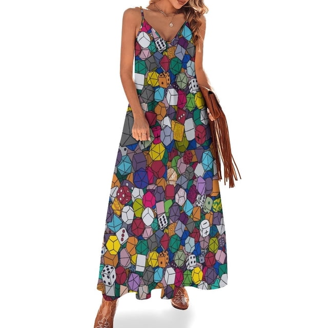 Vestido sin mangas con dados de rol, vestidos para mujer, vestido de cumpleaños 2024, ropa de mujer, vestidos de fiesta para mujer