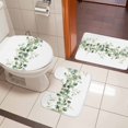 thumbnail image 5 of Green Eucalyptus Bathroom Rugs Set Leaves Watercolor Plant Leaf Country Non Slip Absorbent Soft Bath Mats 3 Piece Set with Bathroom Rug, U-Shaped Floor Mat, Toilet Seat Cover Small Size, 5 of 9