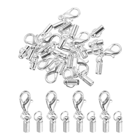 Uxcell 10Pcs Cord End Caps, 2.5mm End Caps Barrel Beads Kumihimo End Caps Iron for DIY Craft (Silver)