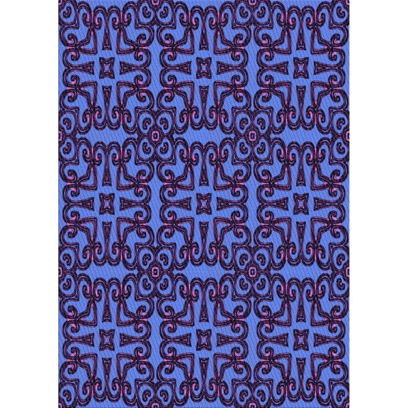 Ahgly Company Machine Washable Indoor Rectangle Transitional Blue Ribbon Blue Area Rugs, 2' x 5'