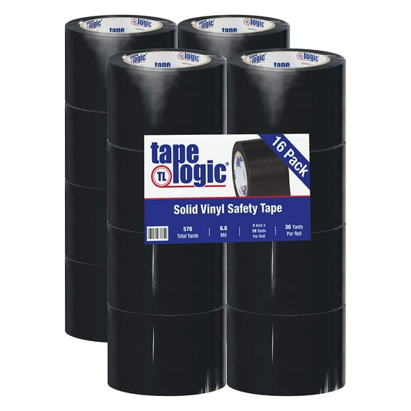 Partners Brand Tape,Vinyl,Safety,3x36 yd.,Black,PK16 T9336BL
