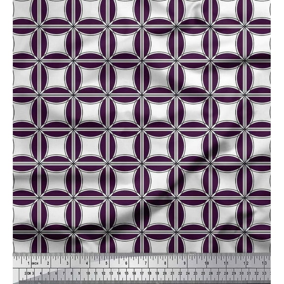 Soimoi Cotton Duck Fabric Semi Circle & Square Geometric Print Fabric by Yard 42 Inch Wide