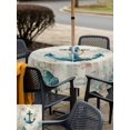 thumbnail image 5 of Outdoor Tablecloths with Umbrella Hole & Zipper, Teal Anchors Coastal 60x60 Inch Square Tablecloths, Vintage Summer Beach Nautical Waterproof Table Cloth, Patio/Pool/Picnic Table Covers, 5 of 8