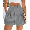 thumbnail image 3 of PRETTYGARDEN Womens Shorts Casual Summer Elastic High Waist Zipper Button Tailored Shorts Pleated Beach Vacation Outfits, 3 of 9