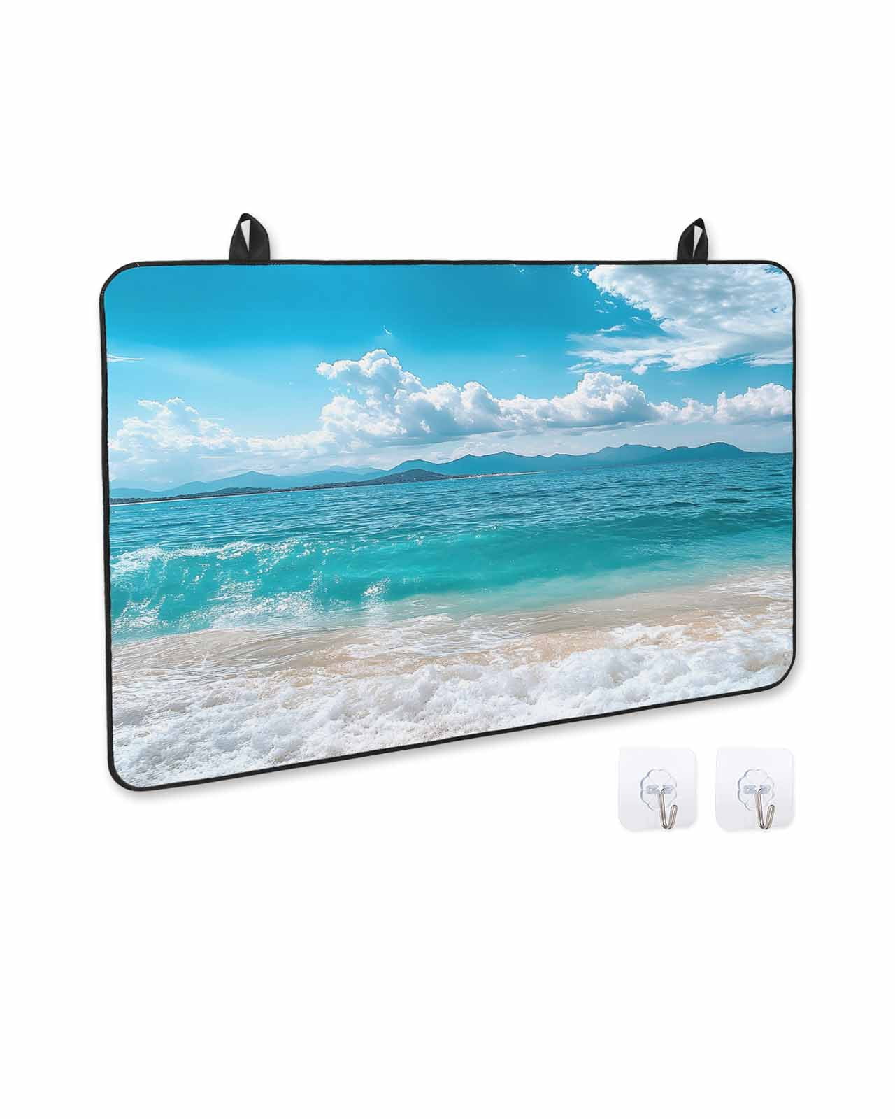 nqOlkjepod Large Induction Cooktop Protector Mat 24"x21", Summer Beach Coastal Stove Top Covers for Electric Stove, Vacation Seaside Ocean Decorative Stove Burner Cover Mats, Glass Top Stove Cover