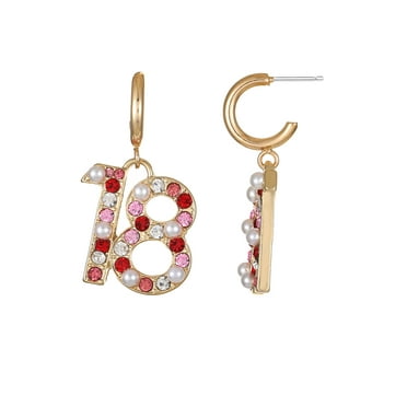 Packed Party Goldtone Celebrate "18" Earrings, 1 Pair