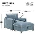 thumbnail image 2 of Accent Chair, Single Sofa, Chaise Lounge with Oversized Storage Ottoman and Adjustable Phone Holder, Chenille Armchair with Pillow Armrests and Side Pockets, for Living Room, Blue, 2 of 5