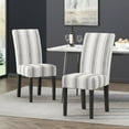 thumbnail image 2 of GDF Studio Thurber Contemporary Upholstered Dining Chairs, Set of 2, Gray and Light Beige Striped Fabric and Espresso, 2 of 8