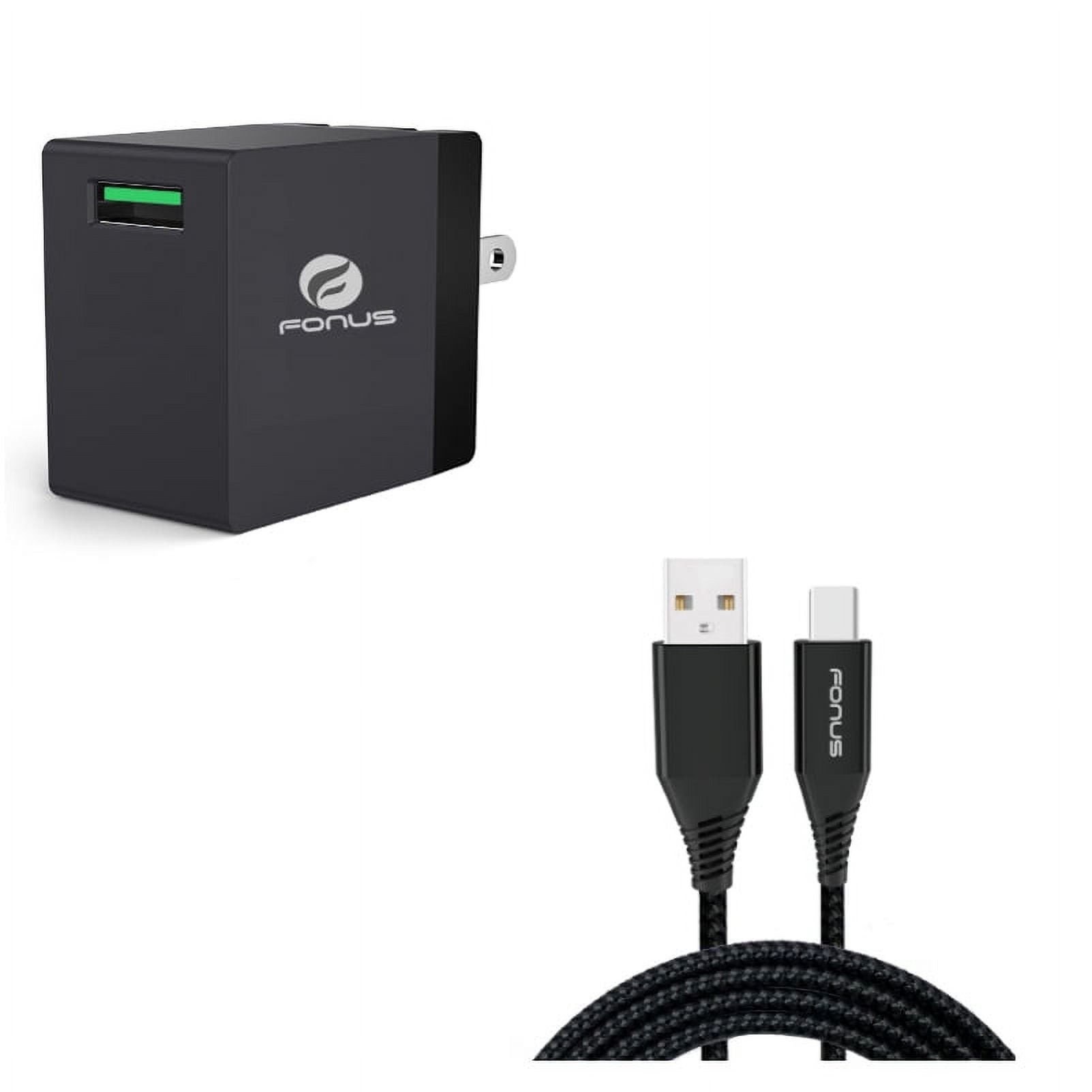 USB 18W Fast Home Charger w Power Cord Type-C 6ft USB Cable Q3P for Samsung Galaxy Tab S5e 10.5 S4 10.5 Note 10 Plus A 10.1 (2019) Fold A20 A10e - Sony Xperia 5 10 Plus 1 - Xiaomi Redmi Note 7
