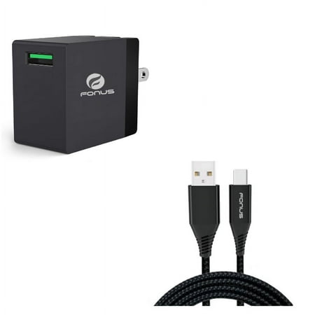 18W Fast Home Charger w Type-C 10ft USB Cable X1W for Motorola One Moto Z4 Z3 Play Z2 Play Z Play Droid Force Droid X4 G7 Power Play G6 - Nokia 3.1 7.1 8 Plus - OnePlus 5T 6 6T 7 Pro