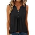 thumbnail image 2 of snilers Tank Tops for Women Sleeveless Dressy Casual Henley V-Neck Summer Shirts Pleated T Shirt Loose Fit Tunic Blouses S-2XL, 2 of 9
