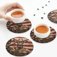 thumbnail image 7 of Gaeub Patriotic Deer Soldier Salute Print 6 Pcs Leather Coasters for Drinks ,Drink Coasters Sets,Drink Table Cup Coasters for Living Room Kitchen Coffee Decor,Round Shape, 7 of 7