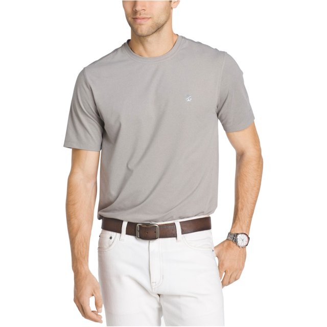 IZOD CoolFX Camiseta básica de algodón para hombre, gris, pequeña IZOD Camiseta básica