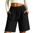thumbnail image 2 of Xdegoge Women's Waffle Knit Shorts Casual High Waisted Bermuda Shorts with Pockets Elastic Waist Drawstring Long Sweatshorts for Summer Lounge Workout Activewear, 2 of 6