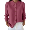 thumbnail image 4 of Luvrsol Cardigan for Women Plus Size Lapel Collar Button Down Knit Jacket Long Sleeve Solid Casual Sweater S-3XL, 4 of 5