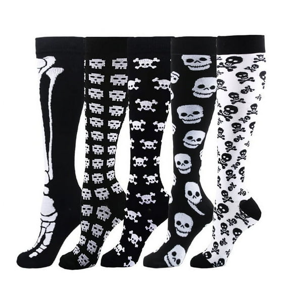 Yoyauz Men's & Women's Cycling Compression Socks - Best for Running, Sports, Cycling - 15-20 mmHg (Skull Pattern)