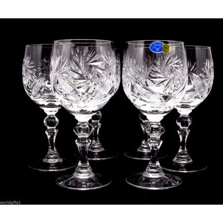 - Russian Cut Crystal Red White Wine Glasses Goblets, Stemmed Vintage Design Glassware, 8.5 Oz. Hand Made