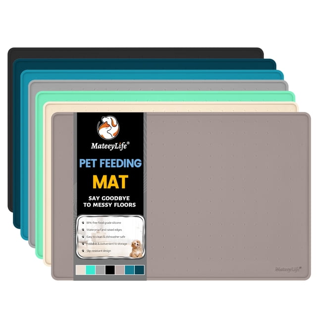 Alfombrilla de silicona MateeyLife para perros y gatos, impermeable, 22 x 14 cm, color topo