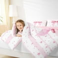 thumbnail image 4 of Feelyou Pink Princess Bowknot Twin Comforter Sets, Cartoon Stars Lines Bedding Set, 2pcs, 4 of 8