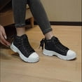 thumbnail image 5 of Dakaela Women's High Top Fashion Sneakers Lightweight Platform Non Slip Walking Running Shoes Arch Support Casual Denim Canvas Shoes,Black 6, 5 of 8