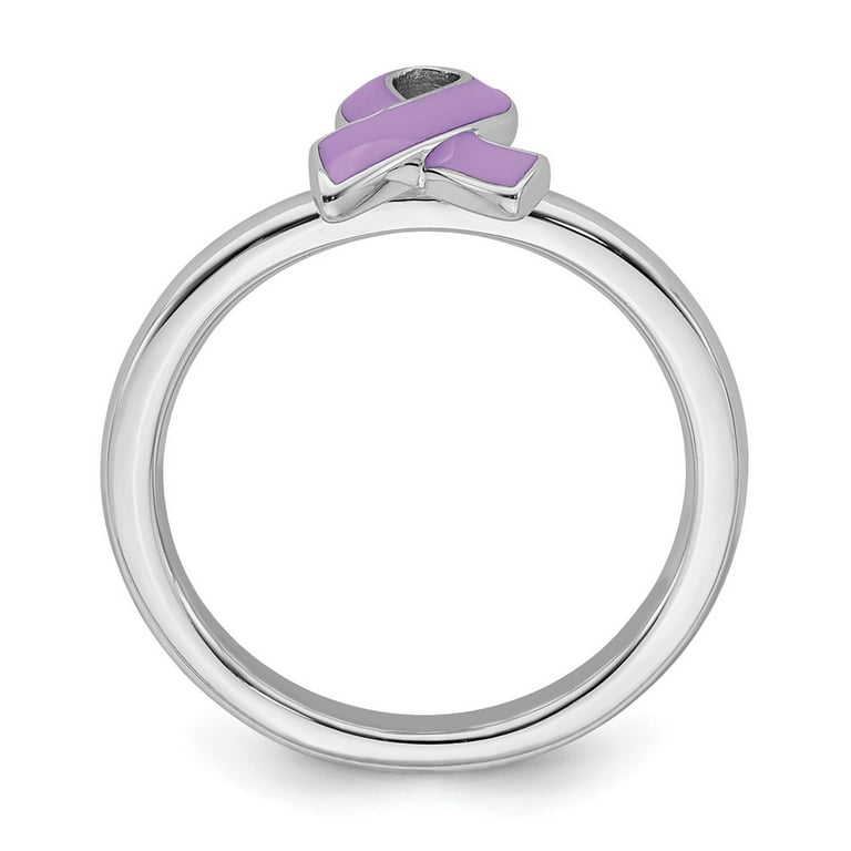 Sterling Silver Stackable Expressions Purple Enameled Awareness Ribbon Ring Sterling Silver Stackable Expressions Purple Enameled Awareness Ribbon Ring