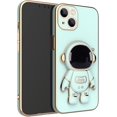 thumbnail image 1 of 1 paquete de funda con soporte oculto de astronauta para iPhone 13, funda para teléfono con diseño de dibujos animados lindo de astronauta chapado 6D con cubierta protectora (verde) JM, 1 of 3