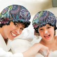 thumbnail image 6 of Shower Caps,Blue Pioneer Flower and Paisley Pattern Waterproof Shower Cap for Women 4 Pieces,Double Reusable Hair Cover for Shower PEVA Elastic Stretch Hem, 6 of 7